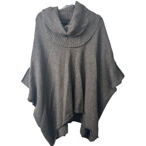 Eileen Fisher Poncho Sweater Womens S/M Beige Merino Wool Yak Designer Cowl B18
